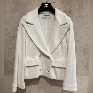 Authentic Chanel Cream Textured Blazer